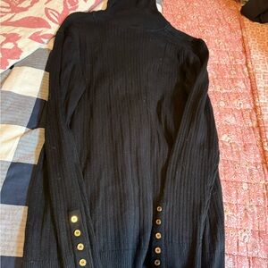 Calvin Klein Black Turtleneck Sweater with Gold Buttons